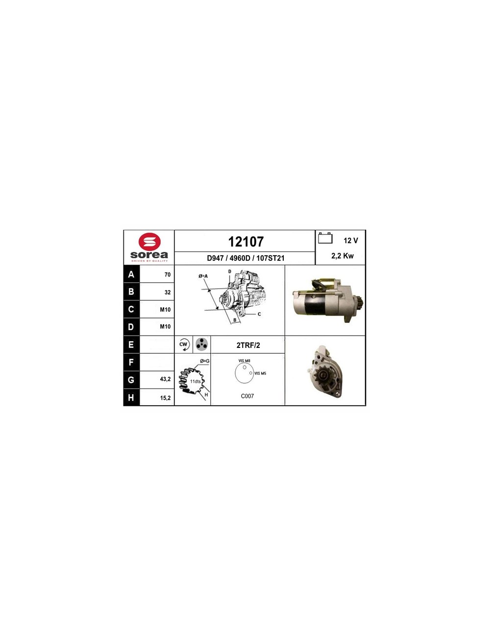 DEMARREUR VL / NISSAN CAB STAR DEMARREUR VL / NISSAN CAB STAR