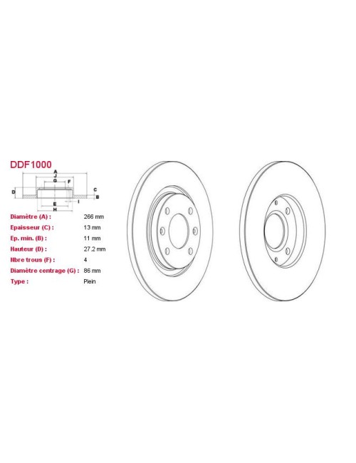 DISQUES DE FREIN VL (2P.) - DDF1000