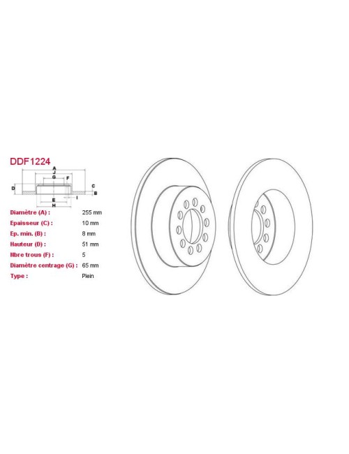 DISQUES DE FREIN VL (2P.) - DDF1224