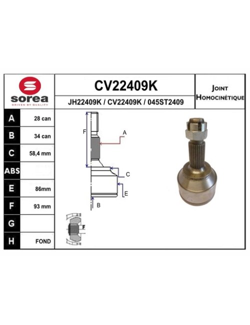 KIT CV JOINT AVEC KR123 / 407