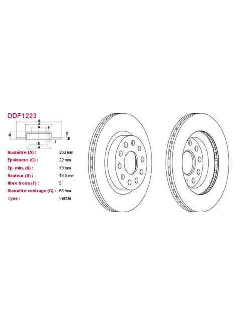 DISQUES DE FREIN VL (2P.) - DDF1223
