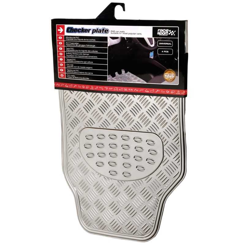 TAPIS CAOUTCHOUC LOOK ALU 4PCES CHROME