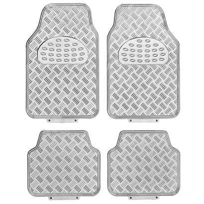 TAPIS CAOUTCHOUC LOOK ALU 4PCES CHROME