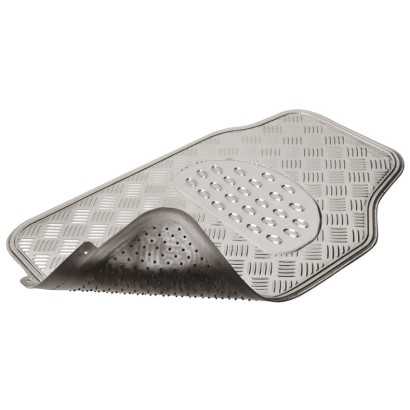 TAPIS CAOUTCHOUC LOOK ALU 4PCES CHROME