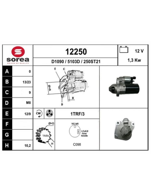 DEMARREUR VL / CITROEN DS3 1,2 Ess
